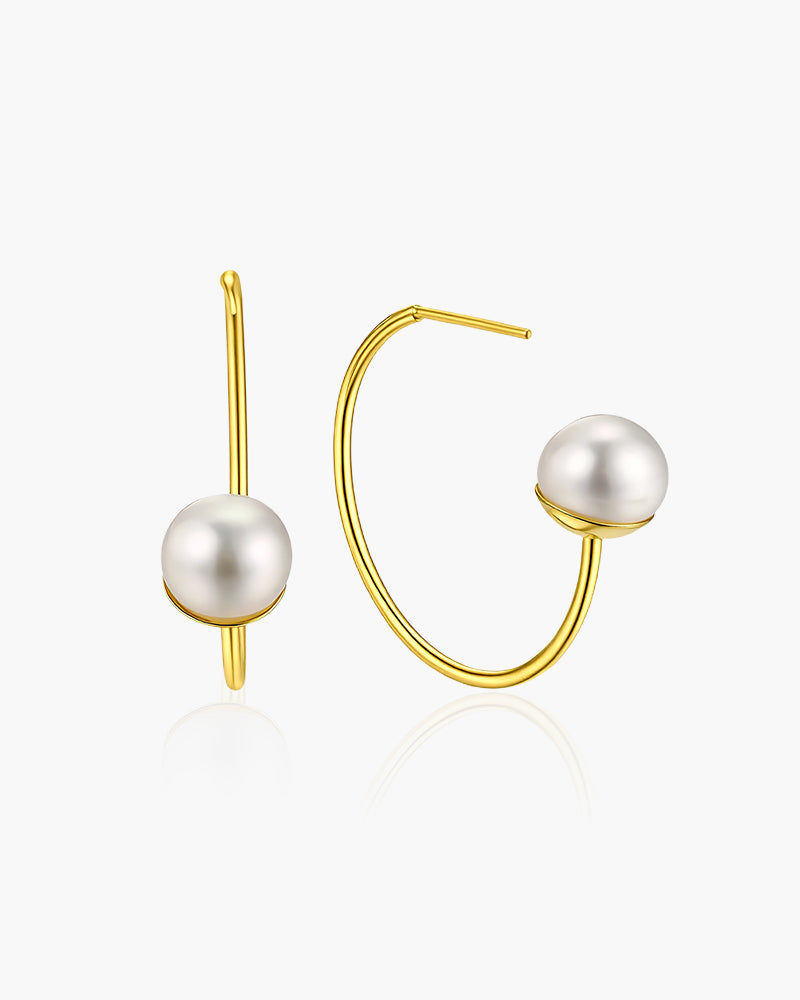 925 Sterling Silver with 18K Gold Plating & Freshwater Pearl Earrings for Women, Drop Earrings, SA SILVERAGE
