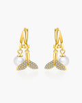 925 Sterling Silver with 14K Gold Plating, Cubic Zirconia & Freshwater Pearl Earrings for Women, Drop Earrings, SA SILVERAGE