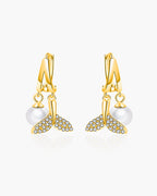 925 Sterling Silver with 14K Gold Plating, Cubic Zirconia & Freshwater Pearl Earrings for Women, Drop Earrings, SA SILVERAGE