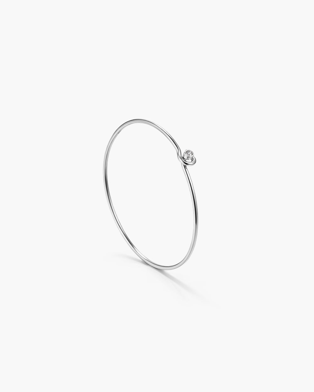 Rhodium Plated Solitaire CZ Bangle