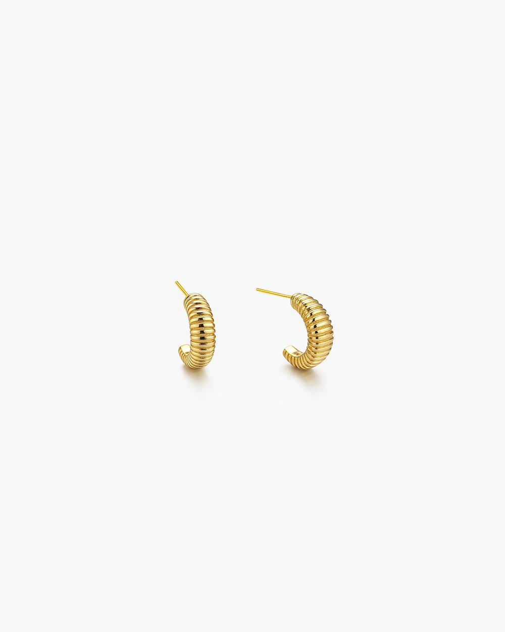 Ribbed Croissant Hoop Earrings