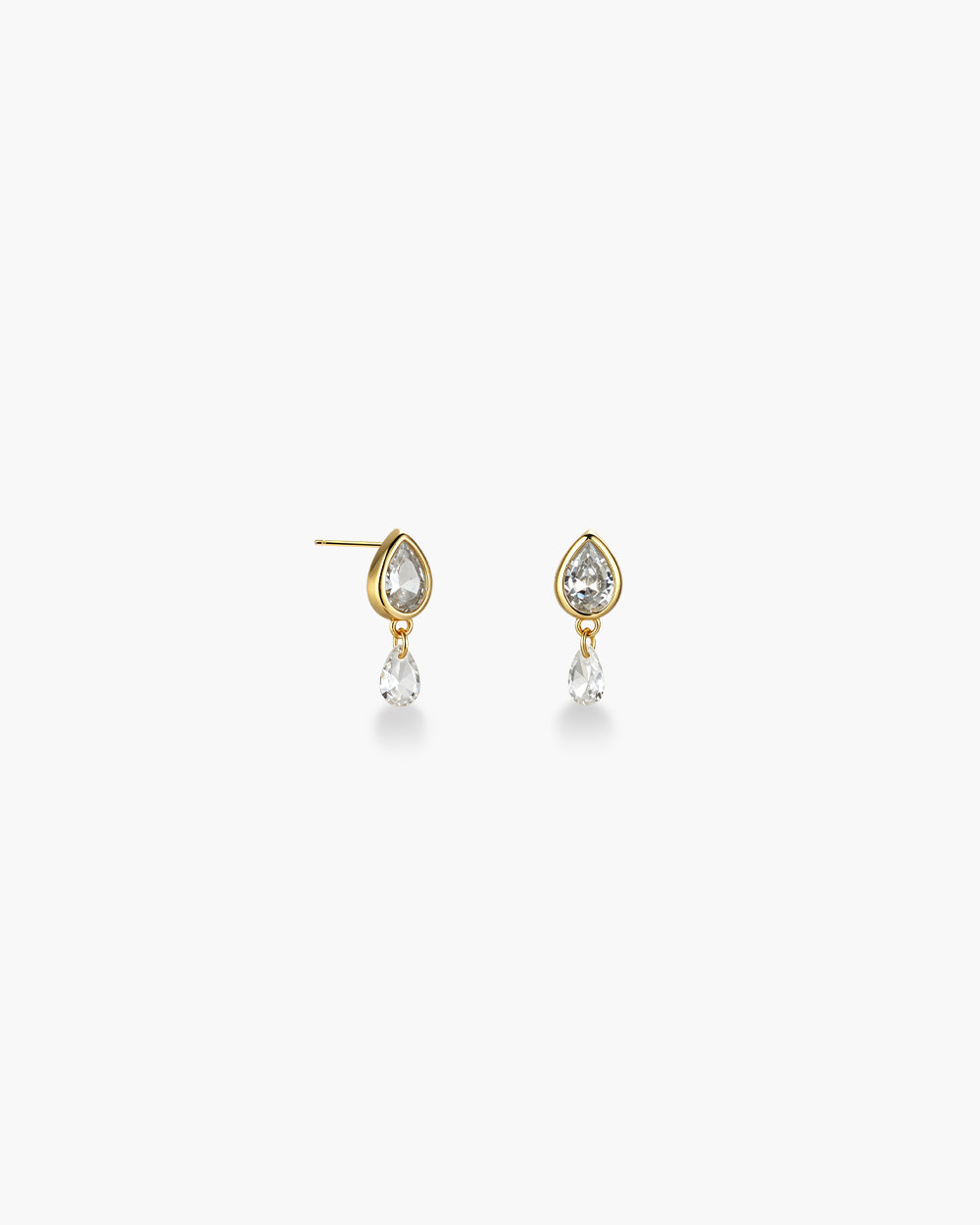 18K Gold Plated Slim CZ Drop Earrings
