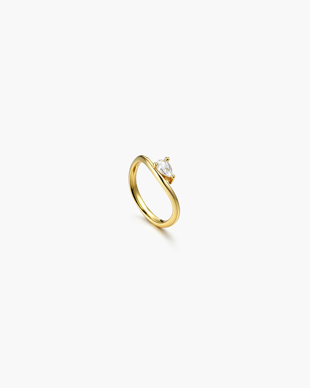 18K Gold Plated Round Solitaire CZ Ring
