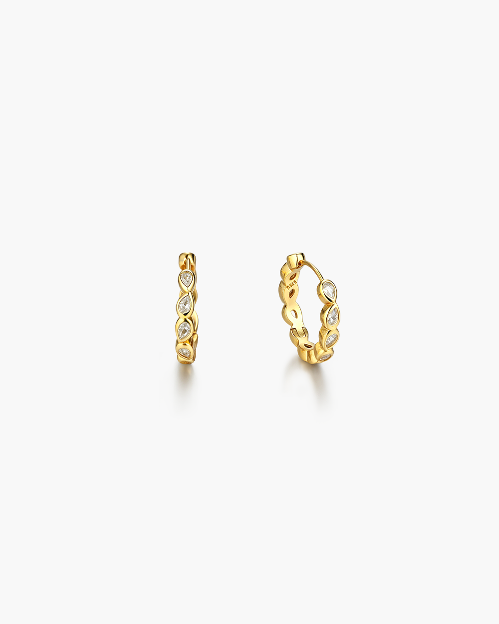 18K Gold Plated Long CZ Drop Earrings
