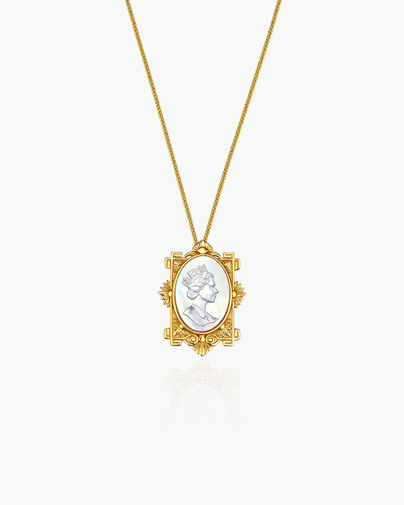 925 Sterling Silver with 18K Gold Plating & Natural Shell Necklace for Women, Pendant Necklace, SA SILVERAGE