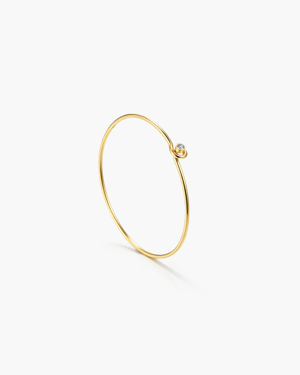 18K Gold Plated Solitaire CZ Bangle