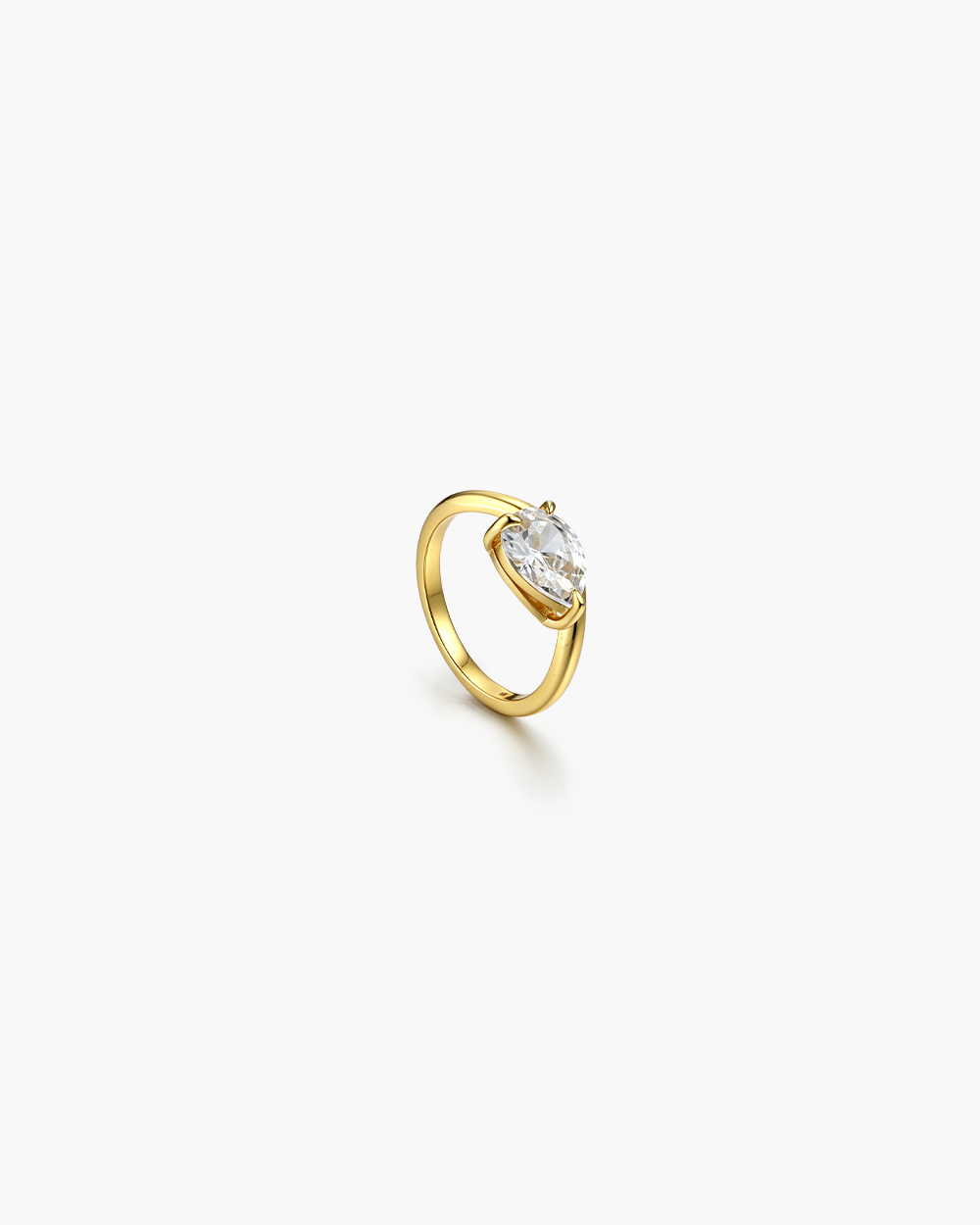 18K Gold Plated Water Drop Twist CZ Ring