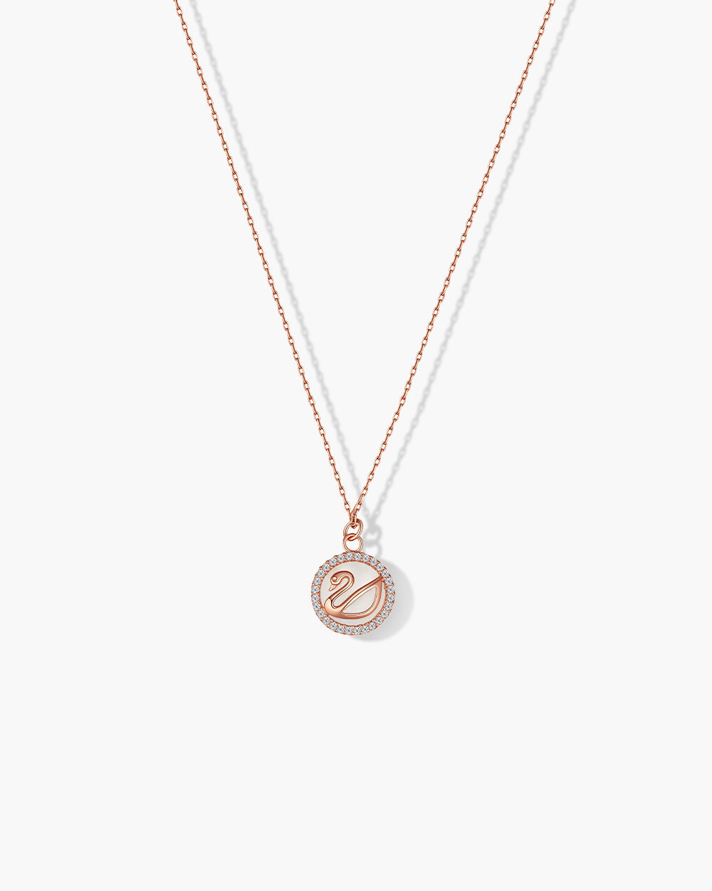 Rose Gold Plated CZ Circle Pendant Necklace