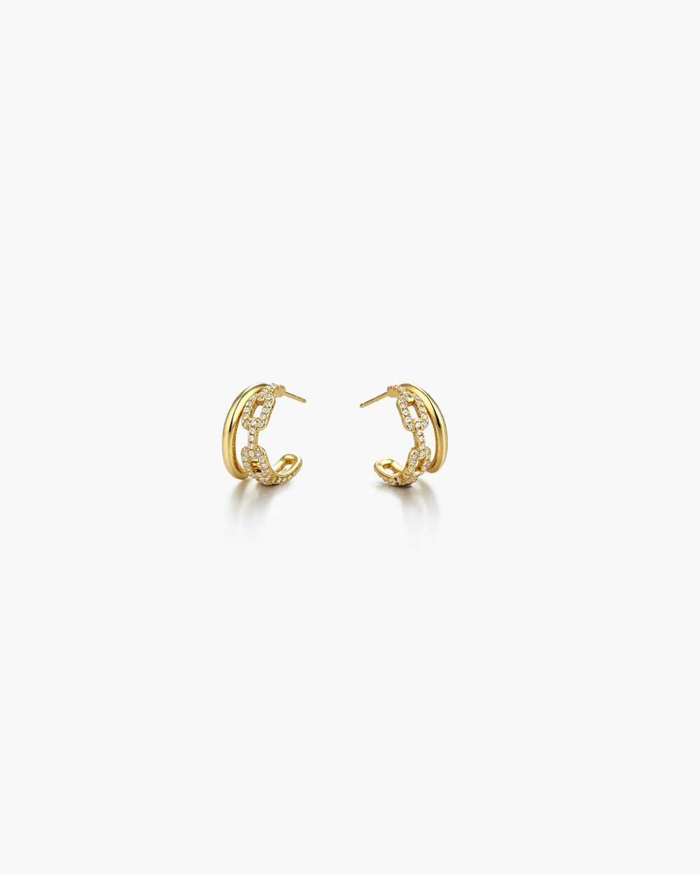 Double-Layer C-Shape Hoop Earrings