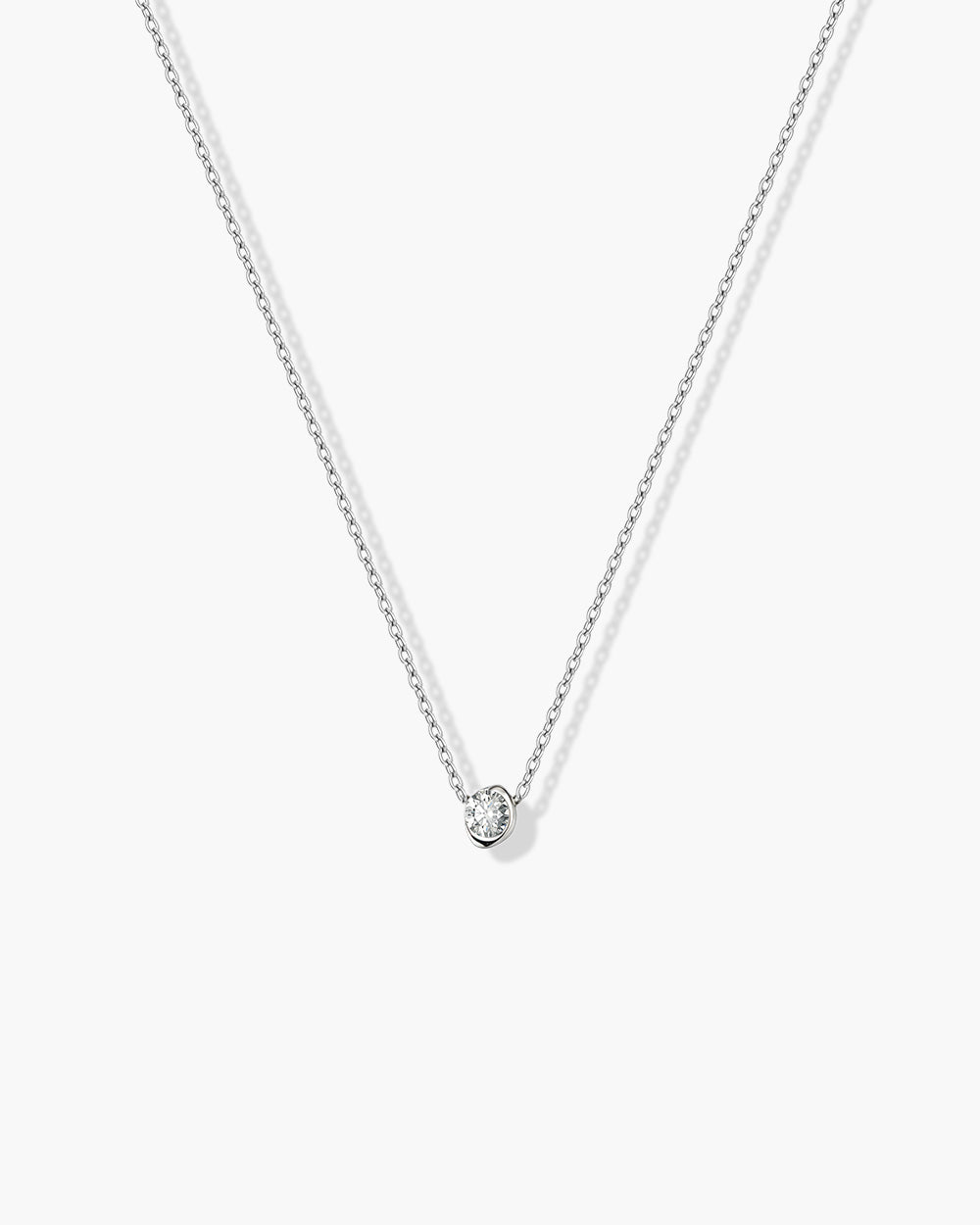Rhodium Plated Small CZ Pendant Necklace