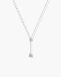 Rhodium Plated Y-Shape Drop Pendant Necklace
