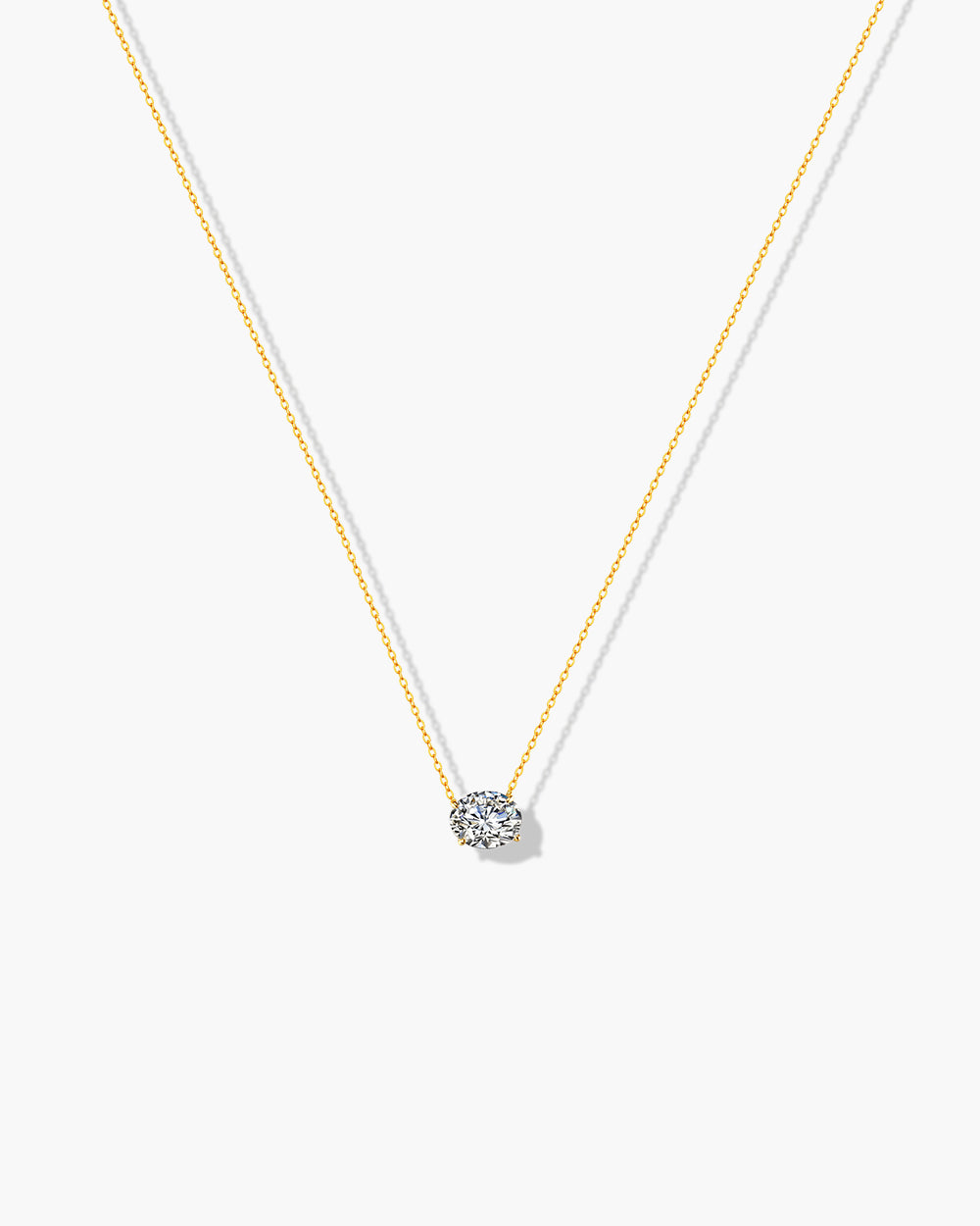 18K Gold Plated Oval CZ Pendant Necklace