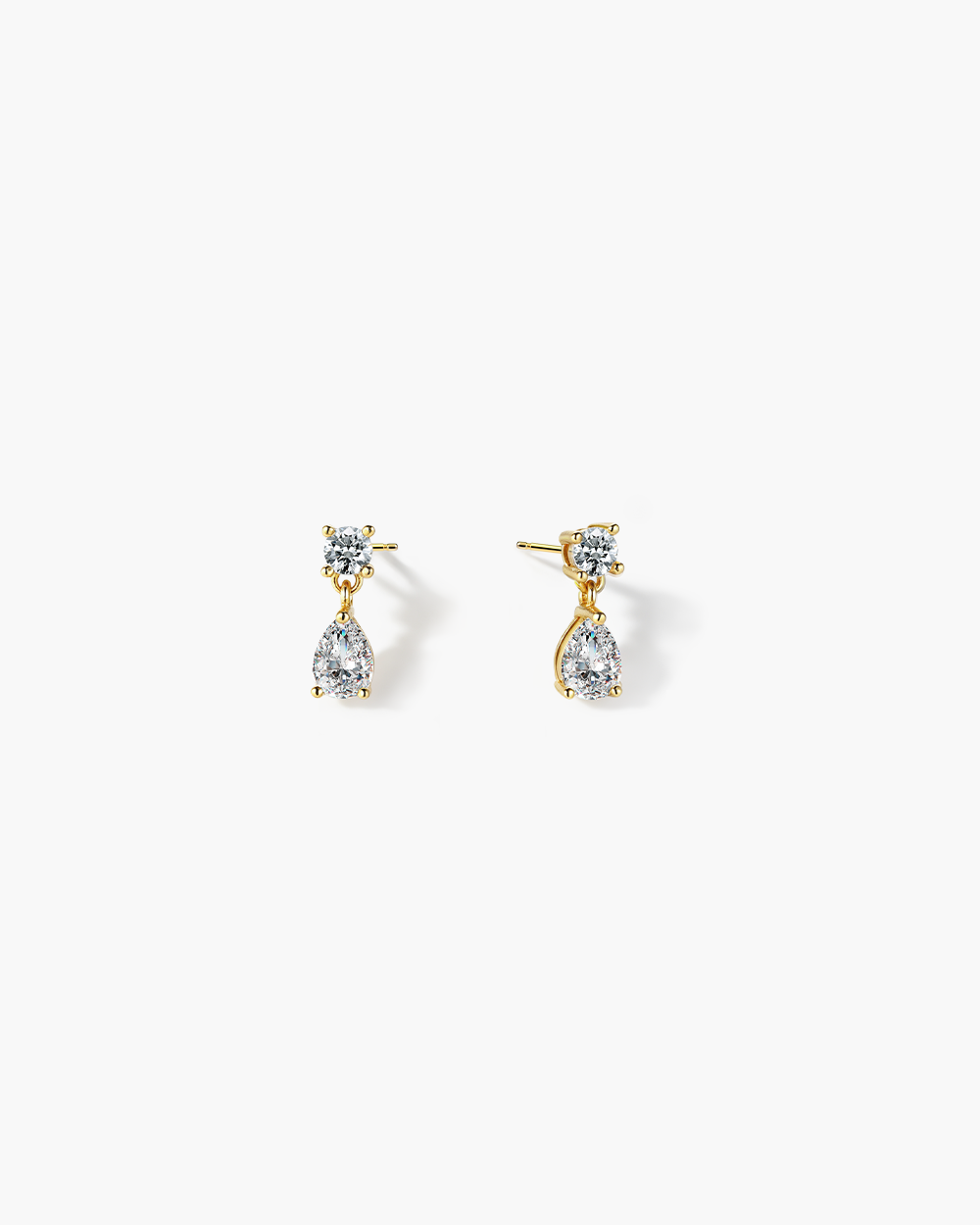 18K Gold Plated Double-Stone Drop Earrings