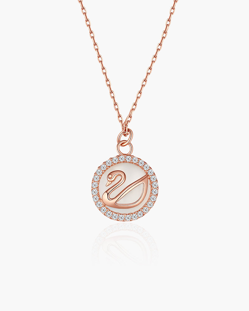 925 Sterling Silver with Rose Gold Plating & Cubic Zirconia Necklace for Women, Pendant Necklace, SA SILVERAGE