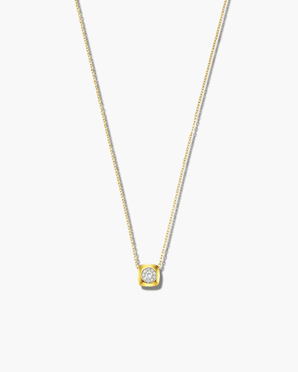 Rounded Square Cluster CZ Pendant Necklace