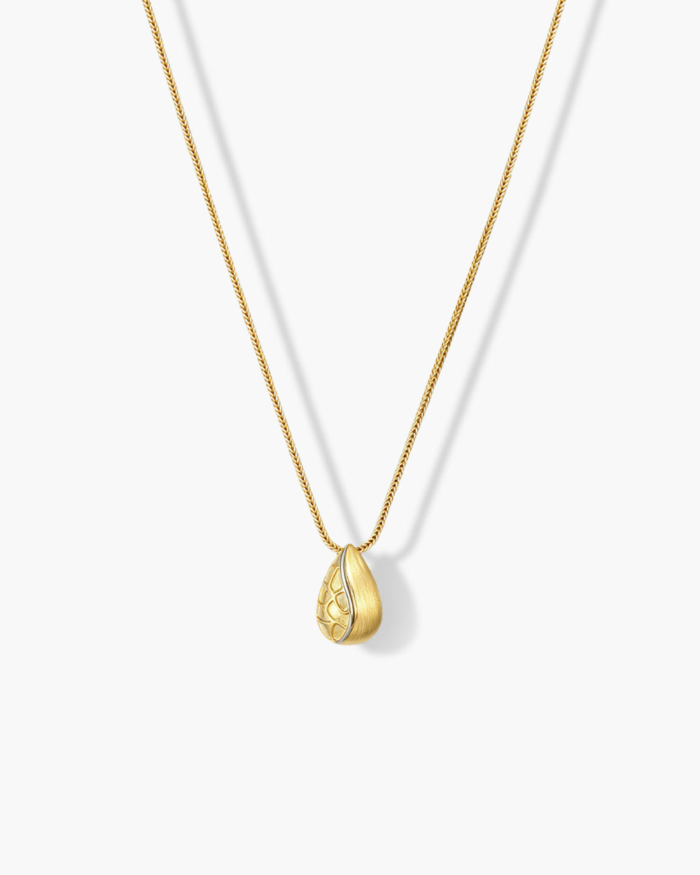 18K Gold Plated Brush Teardrop Pendant Necklace
