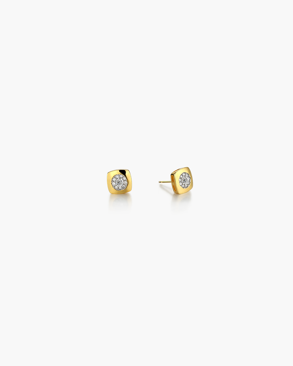 Rounded Square Cluster CZ Stud Earrings