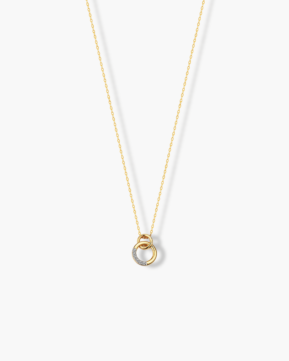 18K Gold Plated Interlock CZ Pendant Necklace