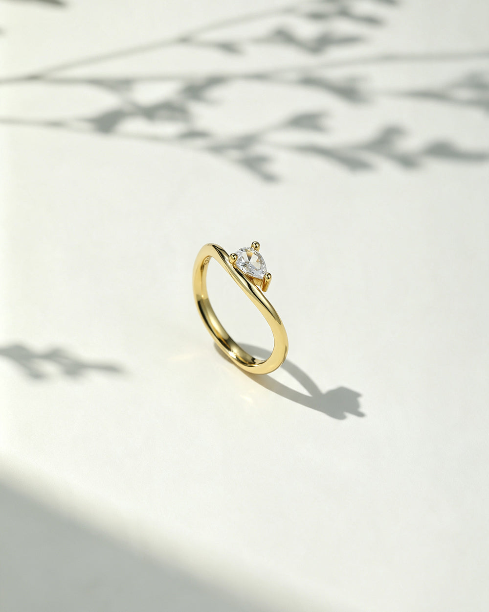 18K Gold Plated Round Solitaire CZ Ring