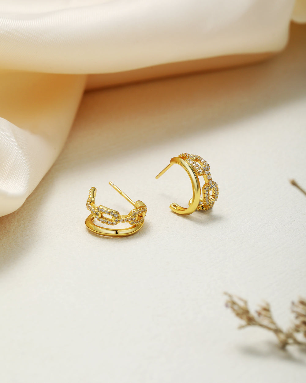 Double-Layer C-Shape Hoop Earrings