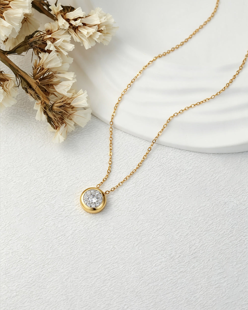 Square Solitaire CZ Pendant Necklace
