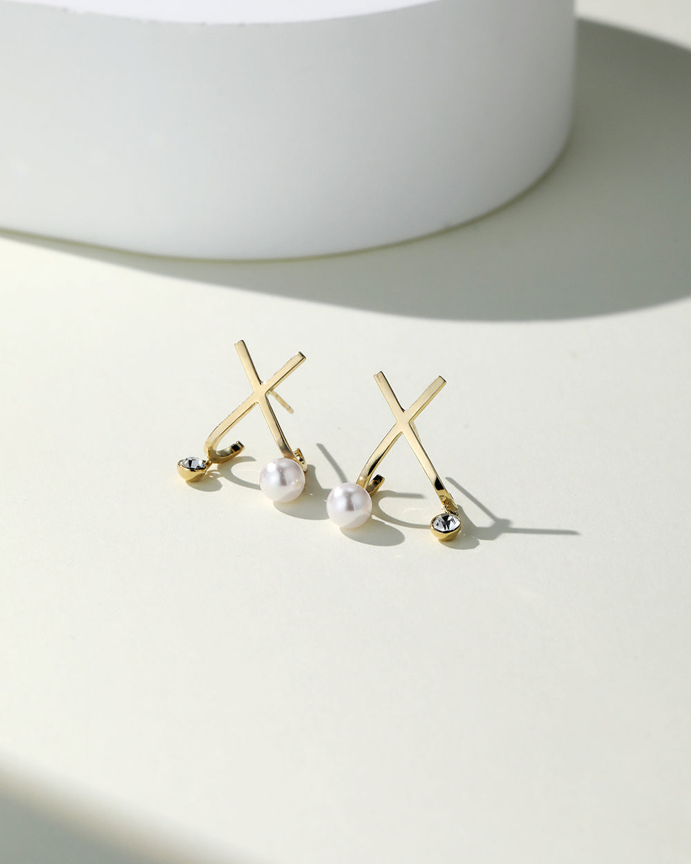 X-Shape CZ Drop Earrings