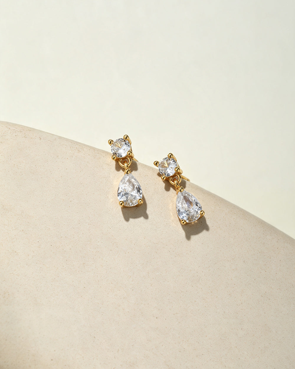 18K Gold Plated Double-Stone Drop Earrings