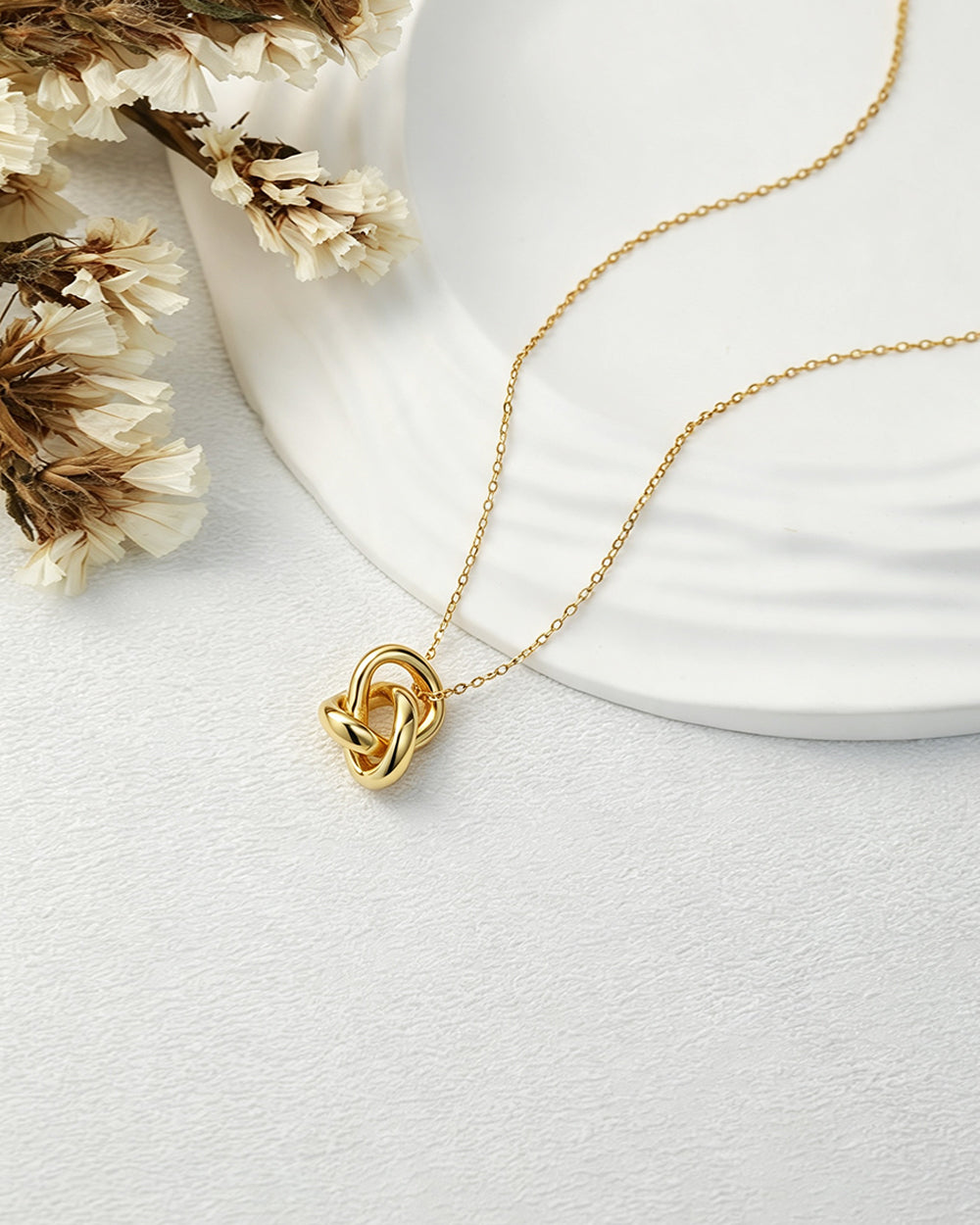 Double Interlock Knot Pendant Necklace
