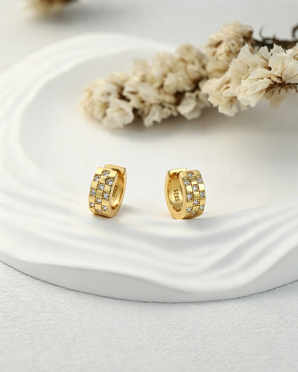 Oval CZ Hoop Earrings