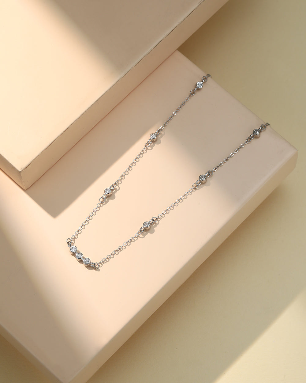 Rhodium Plated Classic CZ Pendant Necklace