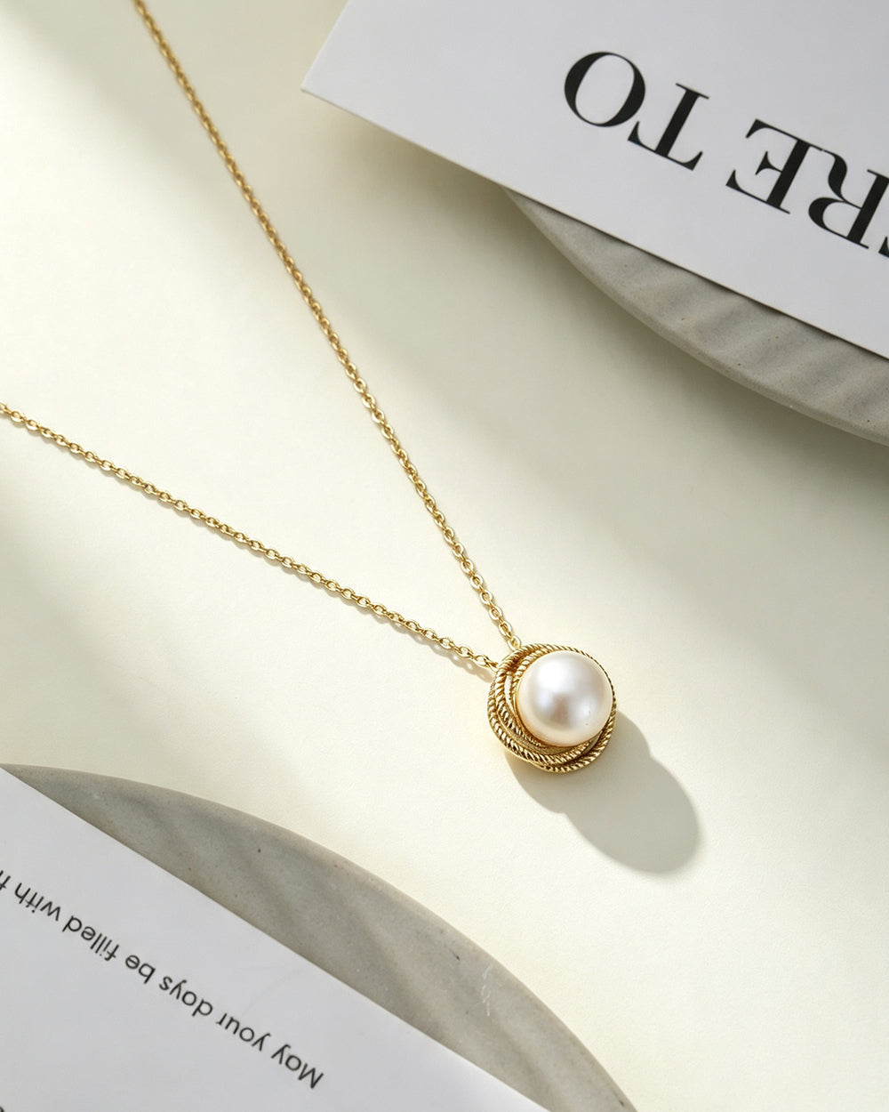 14K Gold Plated Pearl Pendant Necklace