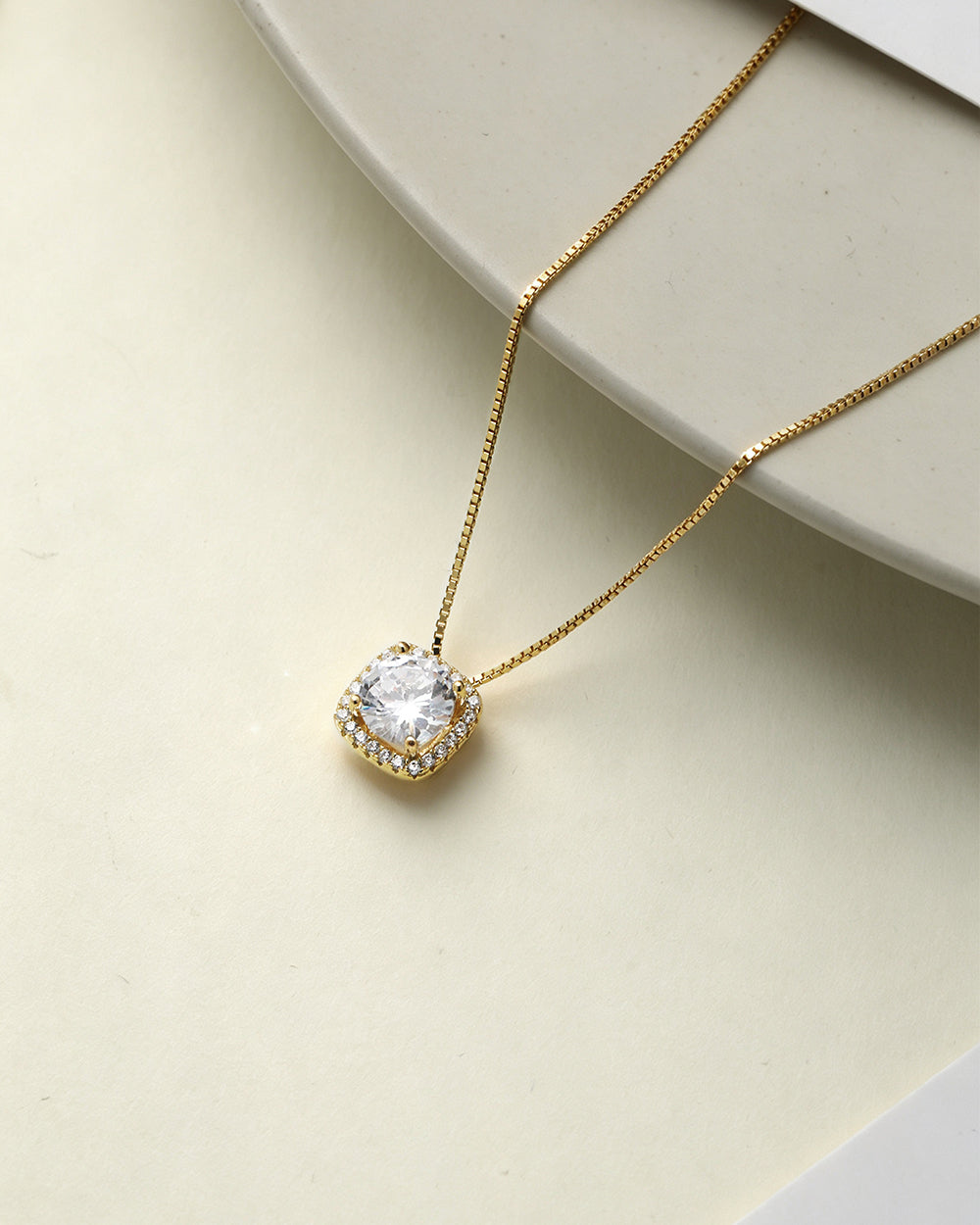 14K Gold Plated Sparkle CZ Pendant Necklace