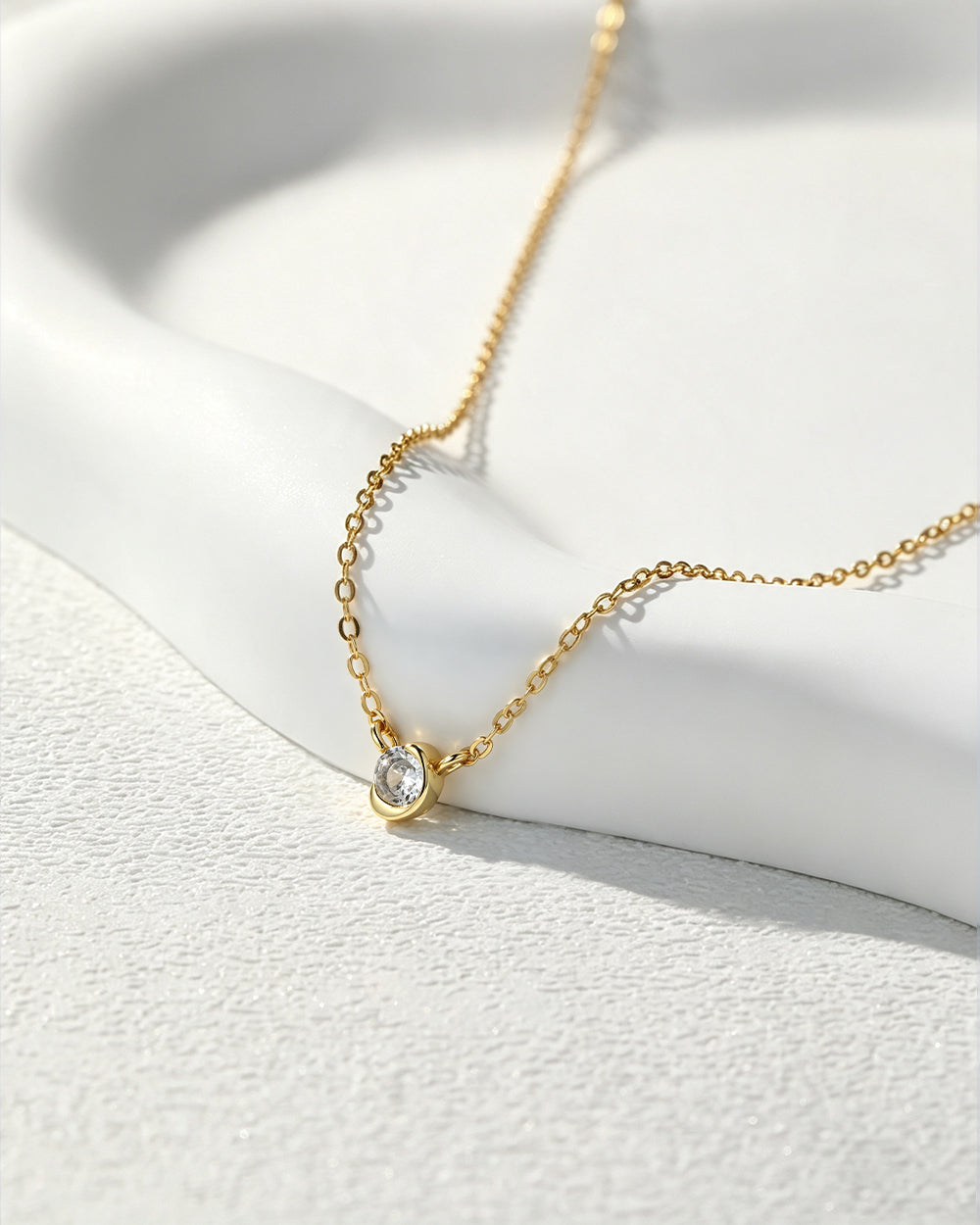 18K Gold Plated Small CZ Pendant Necklace