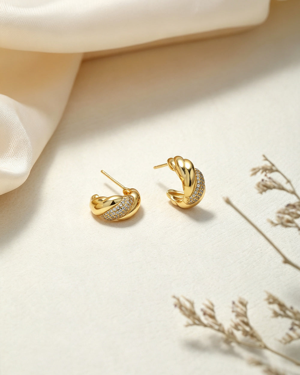 Twist Huggie Hoop Earrings