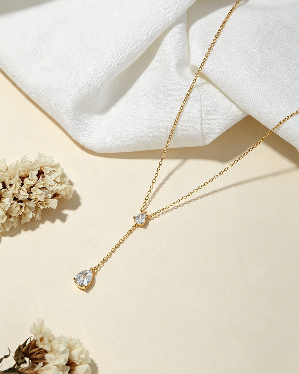 18K Gold Plated Y-Shape Drop Pendant Necklace