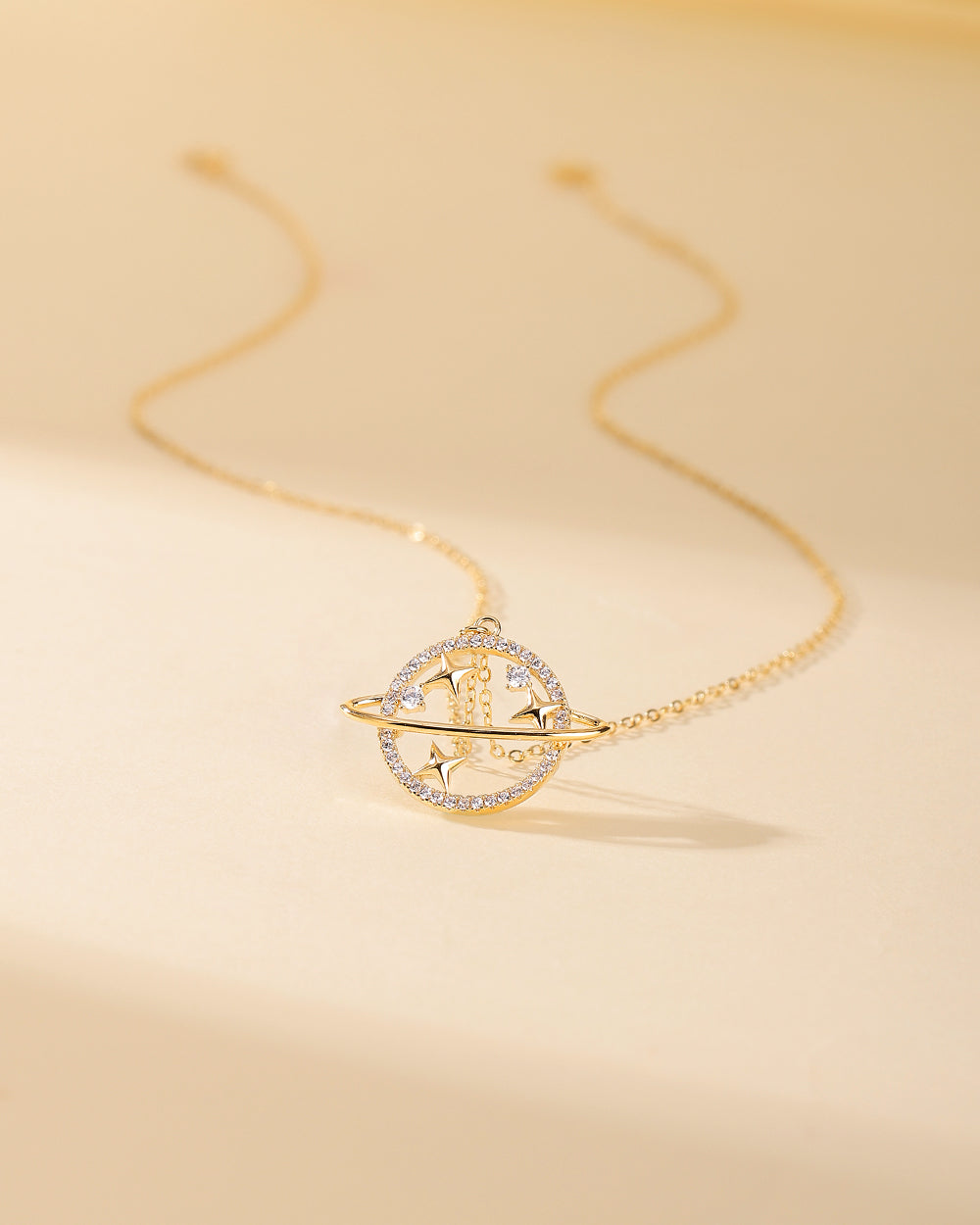14K Gold Plated Large CZ Pendant Necklace