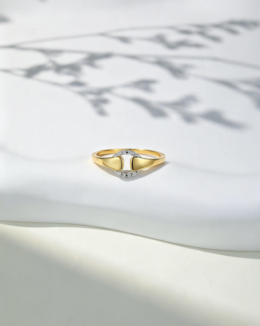 18K Gold & Rhodium Plated CZ Ring