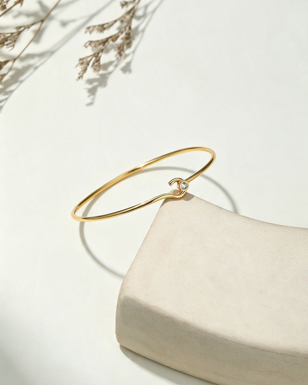 18K Gold Plated Solitaire CZ Bangle