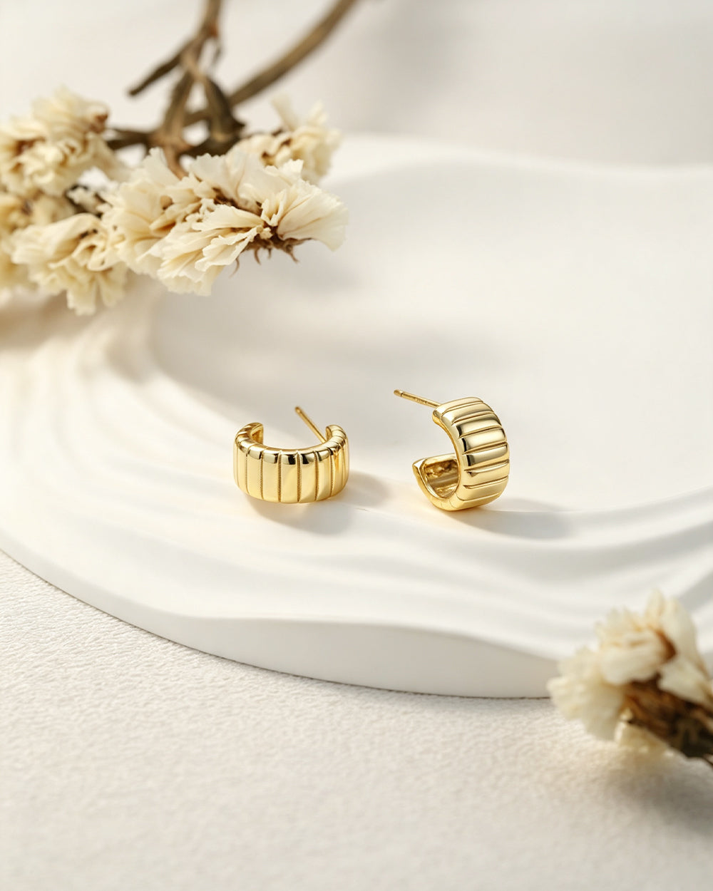 Ribbed Link Hoop Earrings