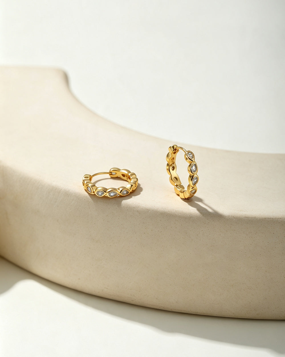 18K Gold Plated Long CZ Drop Earrings