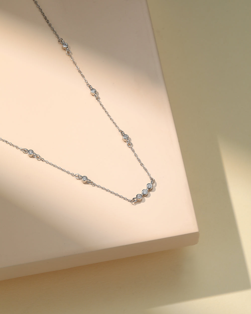 Rhodium Plated Classic CZ Pendant Necklace