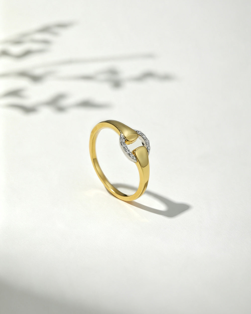18K Gold & Rhodium Plated CZ Ring