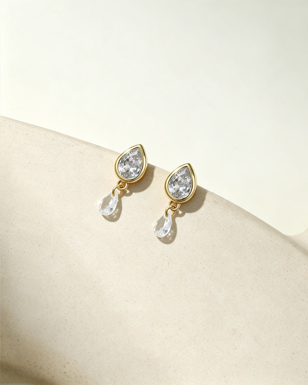 18K Gold Plated Slim CZ Drop Earrings