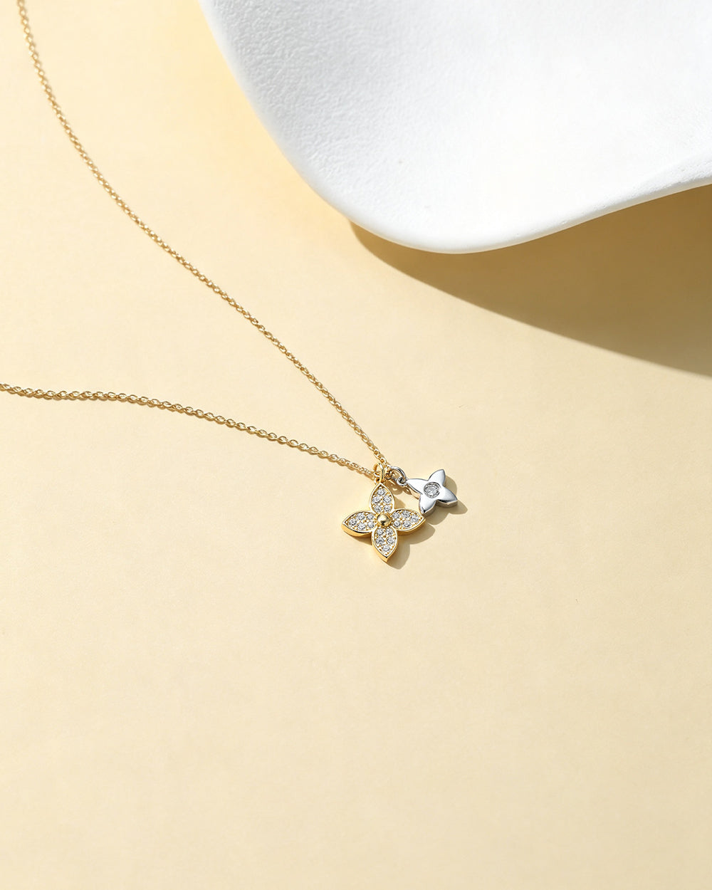 Two-Tone Petal Pendant Necklace