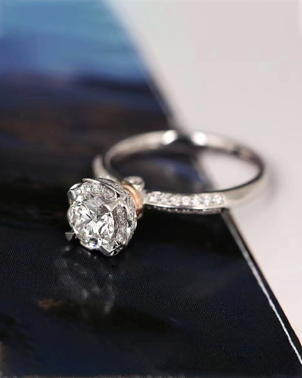 Rhodium Plated Moissanite Open Ring