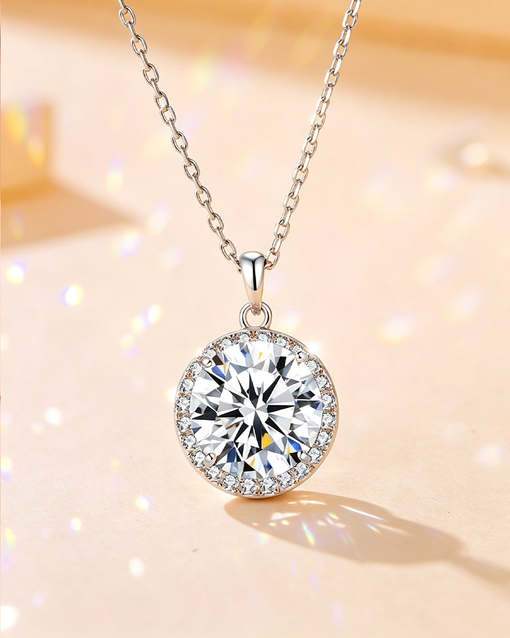 Rhodium Plated CZ Pendant Necklace