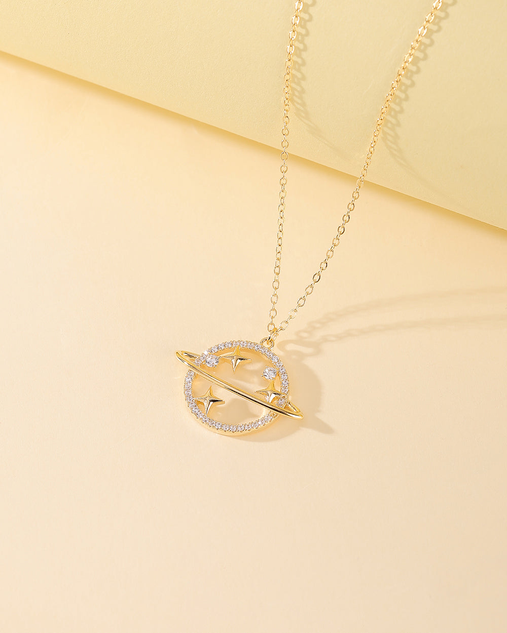 14K Gold Plated Large CZ Pendant Necklace