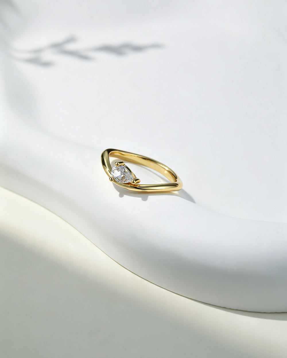 18K Gold Plated Round Solitaire CZ Ring
