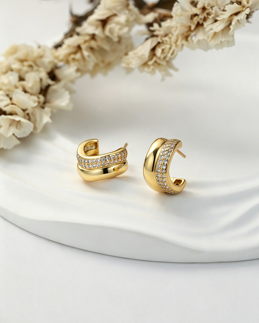 Oval CZ Drop Earrings