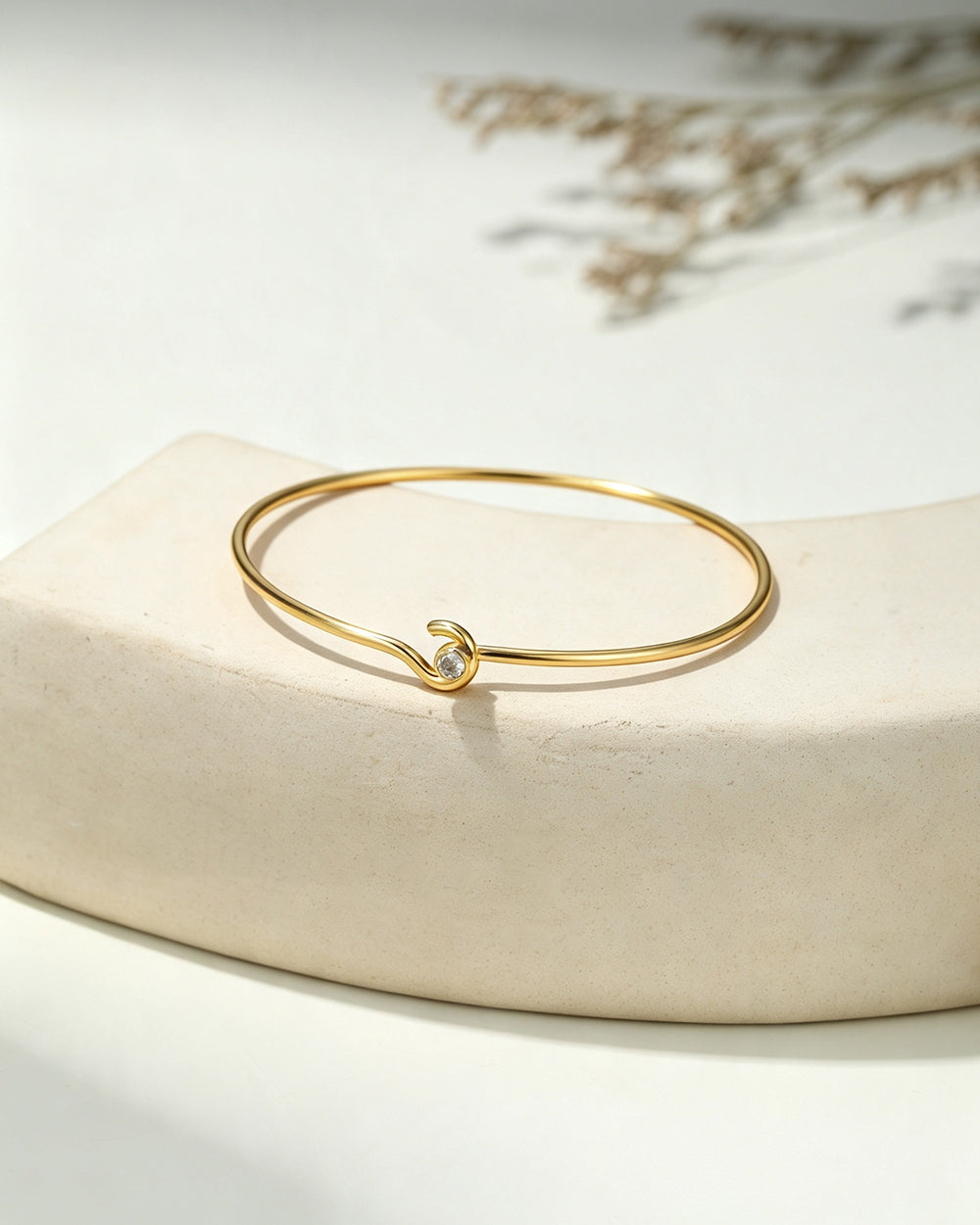 18K Gold Plated Solitaire CZ Bangle